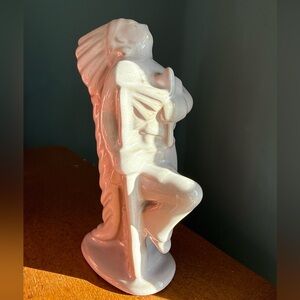 Frankoma Dancing Indian Chief in Pink Collectible Native American Pottery Art